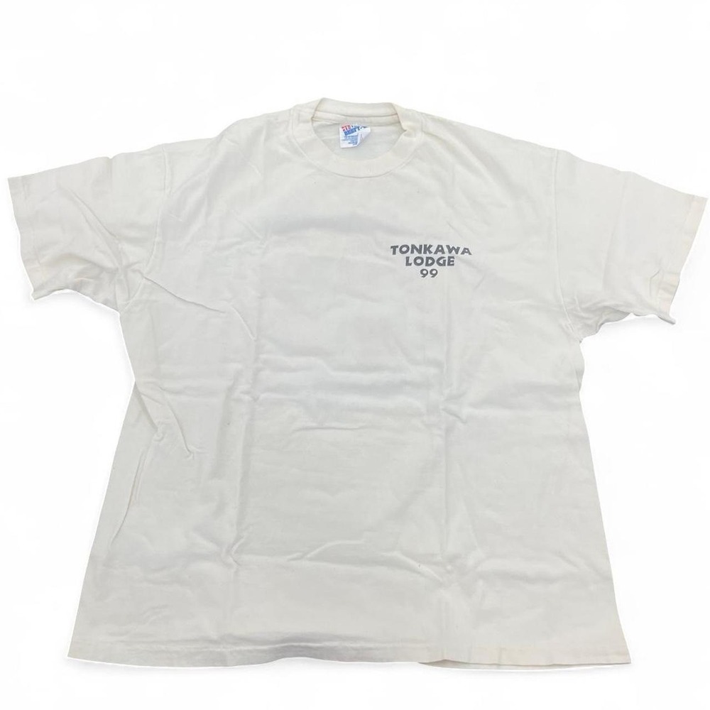 1990s vintage Tonkawa Lodge t-shirt with a unique, faded look tee